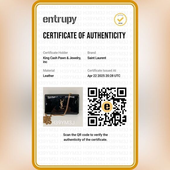 Saint Laurent Uptown Chain Wallet in Black Patent Leather - Picture 2 of 12